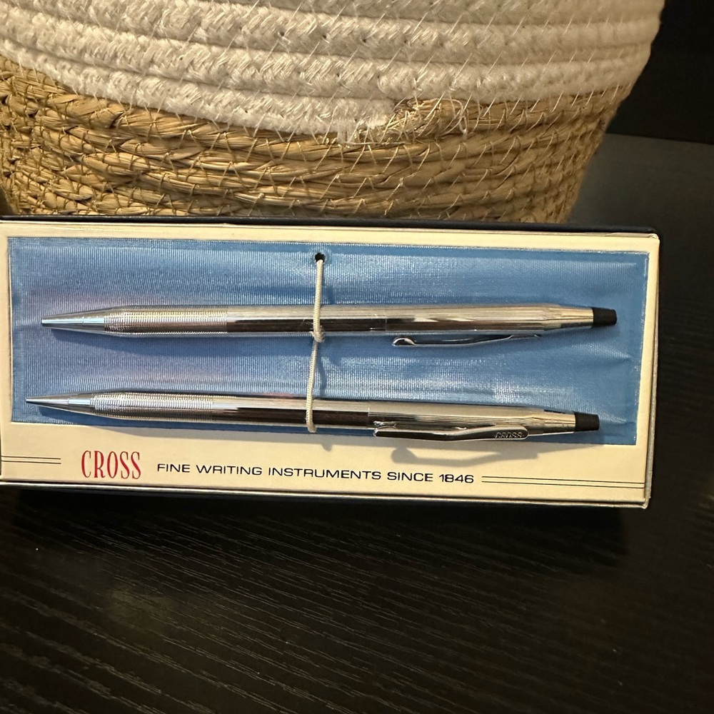 Cross Silver Pen Set with Black Accents